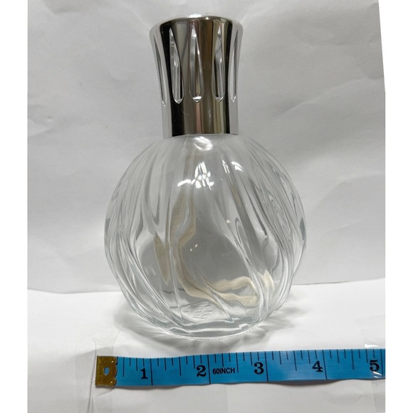 LAMPE BERGER Swirl Ribbed Clear Glass Oil Burner Lamp w/Wick Cap & Crown France - Picture 11 of 11